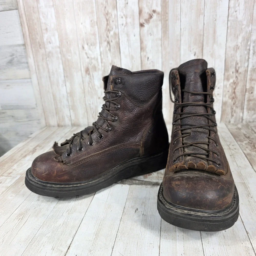 Cabelas‎ Mens Work Boots Size 8 1/2 EE Brown Leather Lace Up Vibram Sole